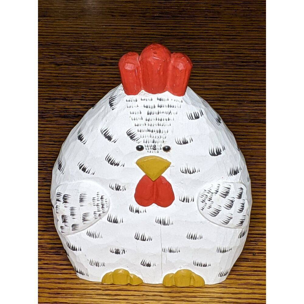 James Haddon Carved Wood Rooster Chicken Shelf Sitter Handpainted 8 x 6" - Picture 5 of 6